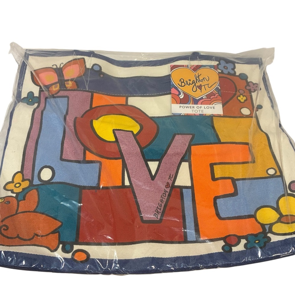 Brighton Power of‎ Love Canvas Tote New in Sealed-14"x16" Multicolor Hearts NEW